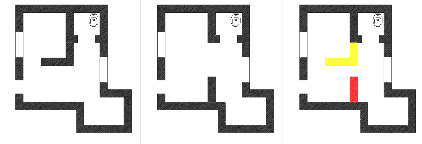 demolizioni, ricostruzioni e sovrapposto da disegno unico