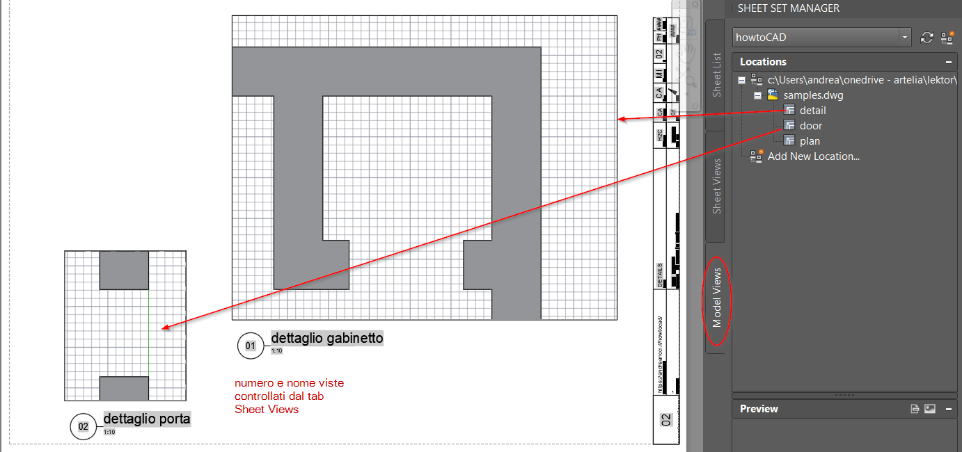 trascinamento delle viste nel layout