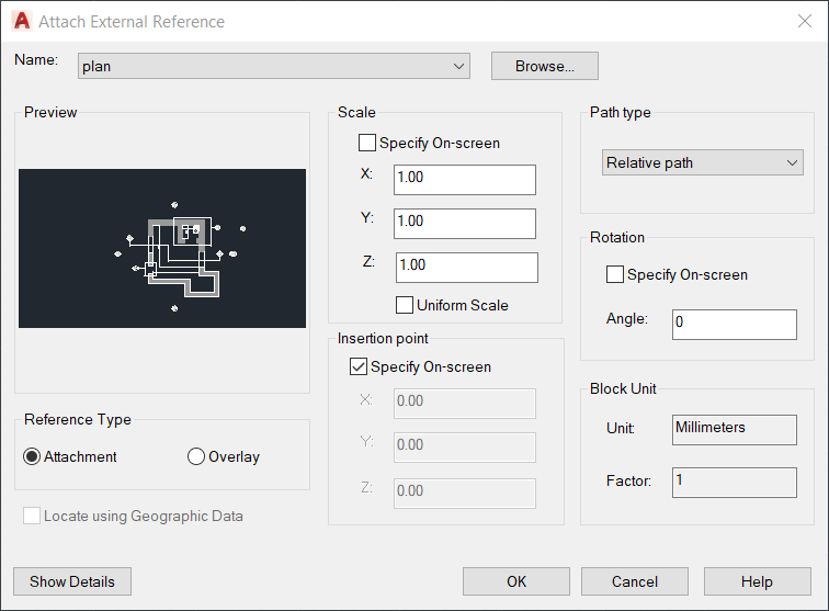 xref load window