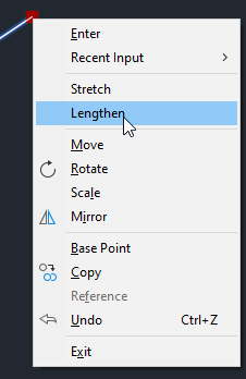 selezionando e cliccando la grip linea
